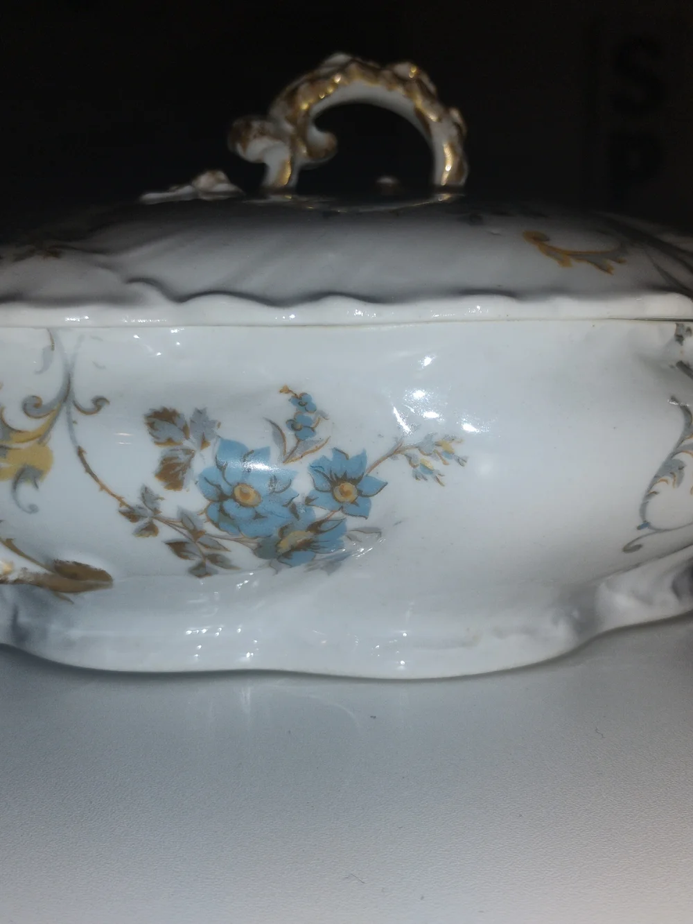Limoges Classic White Decorative Bowl with Gold Accent Handles